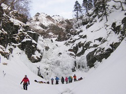 ジョーゴ沢における氷壁登攀検定